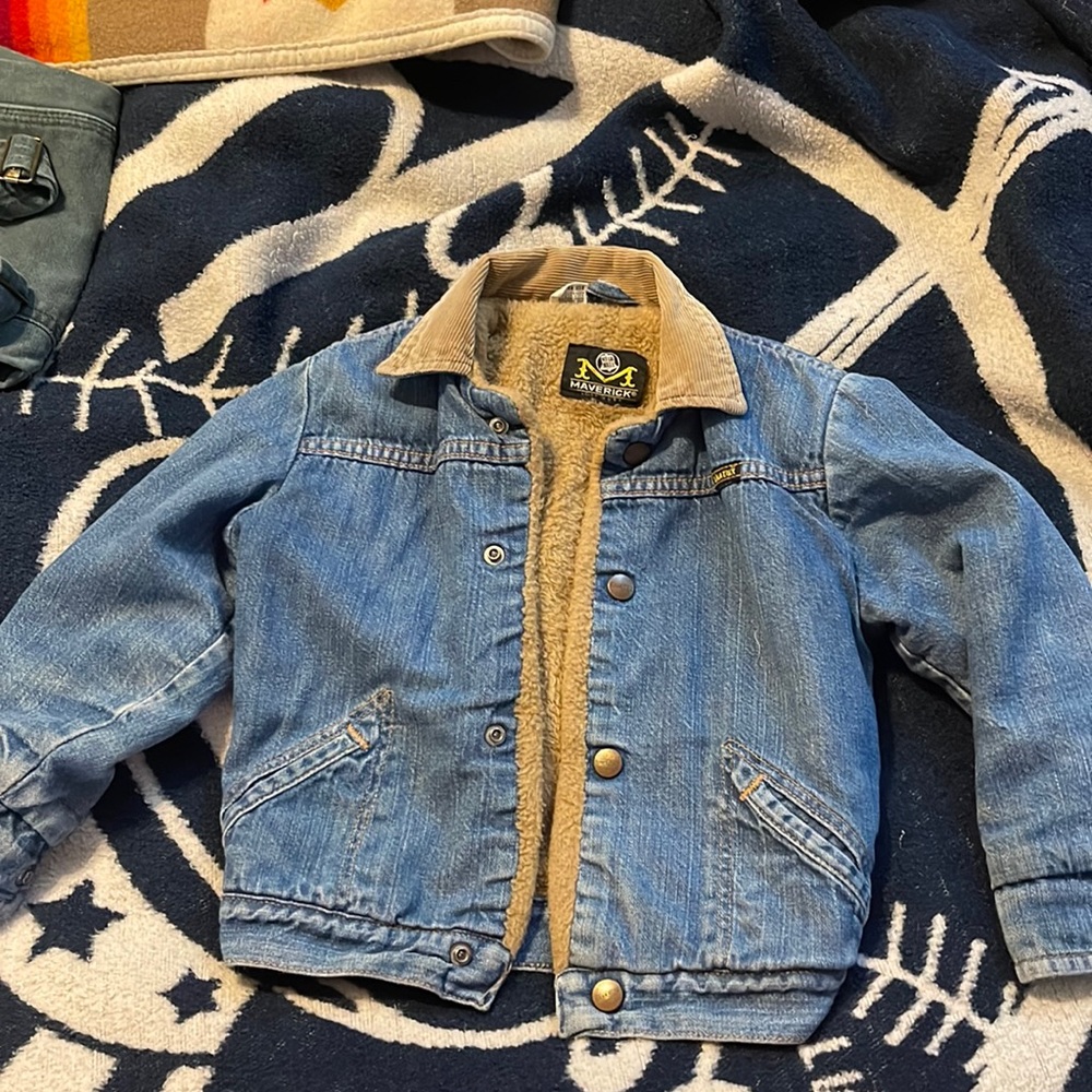 Maverick Blue Bell denim lined jacket size 6X/7 kids vintage 1970